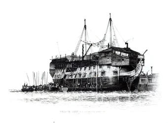 Navio da prisão no porto de Portsmouth: Condenado a bordo, 1828