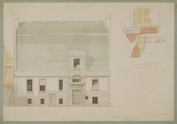 Front Elevation of House para JAM Whistler Esq, Tite Street, Chelsea, 1877 (caneta e tinta no papel) (ver também 176476)