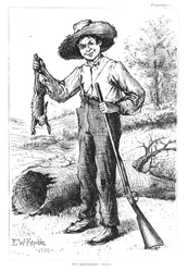 Frontispício de &39;As Aventuras de Huckleberry Finn&39;, de Mark Twain (1835-1910) 1884