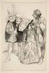 Protestos de Baptista, ilustração para Ato I, Cena I, Megera Domada