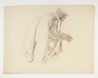 Estudo de figura para Sir Lancelot e Sir Bors equipam Galahad com suas esporas, de The Quest of the Holy Grail (segunda de uma série de quinze pinturas para a Biblioteca Pública de Boston, concluída em 1901)