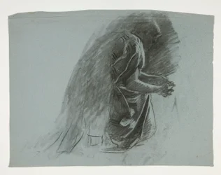 Estudo de figura para Sir Lancelot e Sir Bors equipam Galahad com suas esporas, de The Quest of the Holy Grail (segunda de uma série de quinze pinturas para a Biblioteca Pública de Boston, concluída em 1901)
