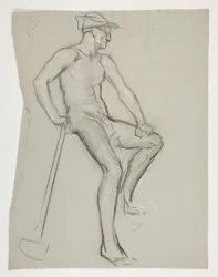 Estudo de figura para O Espírito de Vulcano, Génio dos Trabalhadores em Ferro e Aço, capitol rotunda, Harrisburg, Pennsylvania