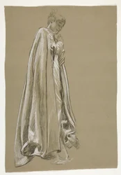 Estudo de figura para a Infância de Galahad (?), de The Quest of the Holy Grail (uma série de 15 pinturas para a Biblioteca Pública de Boston, concluída em 1901)