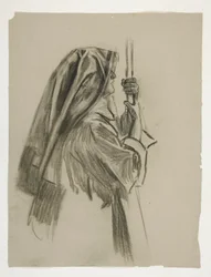 Estudo figurativo para o Cavaleiro de Sir Galahad, de The Quest of the Holy Grail (uma série de 15 quadros para a Biblioteca Pública de Boston, concluída em 1901)
