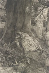 Hermia in the Wood, ilustração para Act III, Scene ii, A Midsummer Night