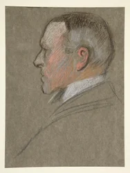 Cabeça de homem de perfil esquerdo, para a coroação de Eduardo VII