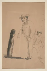 Homem e Menino (reto); Cabeças e figuras de chineses (verso)