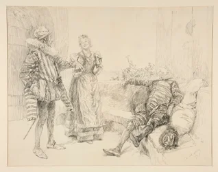 Maria, Sir Andrew e Toby, ilustração para Ato I, Cena iii, Noite de Reis