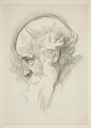 Retrato de um velho barbudo, de perfil