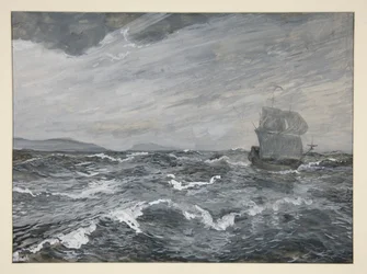 Seascape com barco à vela