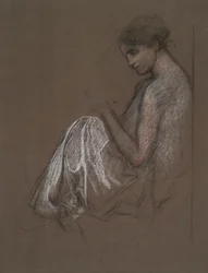 Figura feminina sentada.