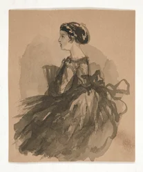 Mulheres sentadas (recto); Cinco esboços de cabeças (verso)