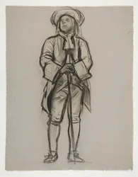 Estudo para a figura de Penn(?) ou Franklin(?) para mural no edifício do capitólio estadual em Harrisburg, Pensilvânia, 1902-1911 (completado por John Singer Sargent)