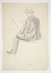 Estudo de um homem sentado, desenhando