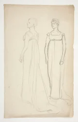 Dois estudos de uma mulher em vestido greco-romano