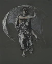 Estudo de figura não identificada para projeto mural no edifício do Capitólio do estado da Pensilvânia, Harrisburg, 1902-1911