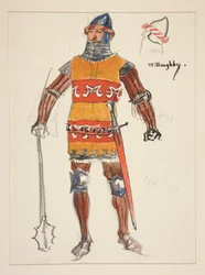 Willoughby, esboço de figurino para Henry Irving
