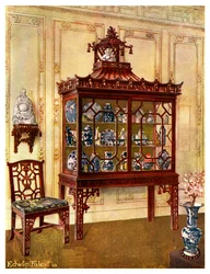 Caixa de porcelana esculpida à maneira chinesa de Chippendales, 1911-1912.