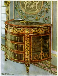 Cômoda embutida de madeira de cetim com montagens de ormolu, 1911-1912.