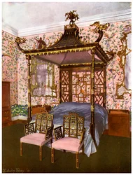 O quarto chinês de Chippendale, casa de badminton, Gloucestershire, 1911-1912.