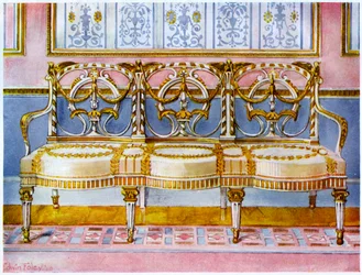 Dourado branco e canapé pintado, influência Pergolesi 1911-1912.