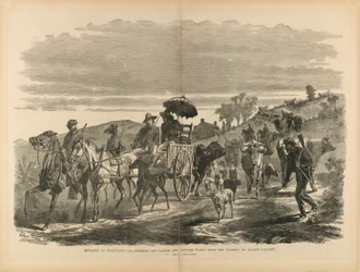 Invasão de Maryland, 1864 - Expulsão de gado e pilhagem roubados aos agricultores pela cavalaria de Early, de "The Soldier in Our Civil War"