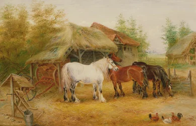 Carthorses em uma fazenda
