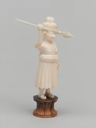 Peão preto, peça de xadrez, Índia, cerca de 1820