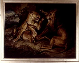 Lions at a Kill (óleo sobre tela)