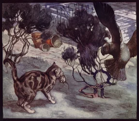 Caçadores de Ratos Rival, Gatos e Coruja (cor litho)