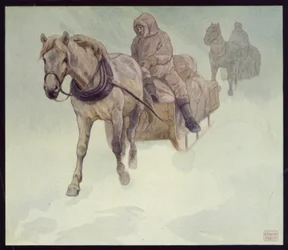 Póneis siberianos na Antártida (cor litho)