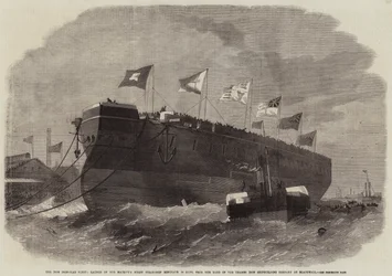 A Nova Frota de Ferro, Lançamento do Minotauro de Parafuso a Vapor de Sua Majestade 50 Armas, da Companhia de Construção Naval de Ferro do Tâmisa, no Blackwall