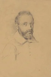 Retrato de um homem não identificado, esboço para assinatura do Compacto na Cabine do Mayflower