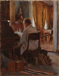 Carl Gustaf Swan à sua mesa de trabalho