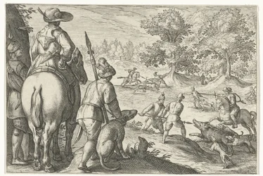 Paisagem com caça ao javali Cenas de caça (título da série) Icones Venantum Species Varias Representantes (título da série)