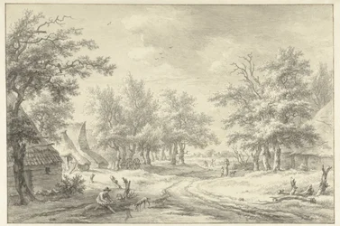 Paisagem com algumas fazendas e figuras