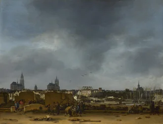 Uma visão de Delft após a explosão de 1654