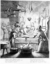 &39;Eis um Salão de Físicos do Quack ...&39;, gravado por William Henry Toms, 1730 (gravura)