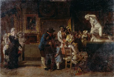 Visitando o museu, por Egisto Lancerotto (1847-1916), óleo sobre tela, 80x118 cm