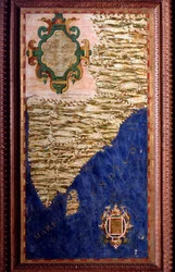 Mapa da Índia realizado por Egnazio Danti (1536-1586), matemático, cosmógrafo e arquiteto italiano. Cerca de 1567. Florença, Palazzo Vecchio, Sala del Mappamondo