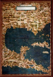 México, Cuba, Florida e Jamaica. Mapa realizado por Egnazio Danti (1536-1586), matemático, cosmógrafo e arquiteto italiano. Cerca de 1567. Florença, Palazzo Vecchio, Sala del Mappamondo
