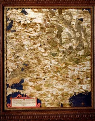 Mapa da região de Moscovo por Egnazio Danti (1536-1586), matemático, cosmógrafo e arquiteto italiano. Cerca de 1567. Florença, Palazzo Vecchio, Sala del Mappamondo