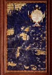 Mapa das Ilhas Molucas realizado por Egnazio Danti (1536-1586), matemático, cosmógrafo e arquiteto italiano. Cerca de 1567. Florença, Palazzo Vecchio, Sala del Mappamondo