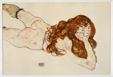 Nu feminino deitado sobre o ventre