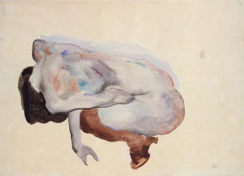 Nudez Agachado em Sapatos e Meias Pretas, Vista Traseira, 1912 (wc, guache e grafite sobre papel)