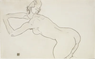 Nu feminino ajoelhado e curvado para a esquerda, 1918