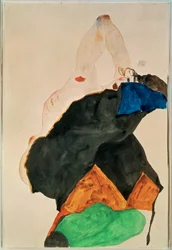 Rapariga com o cotovelo levantado (aguarela e lápis)