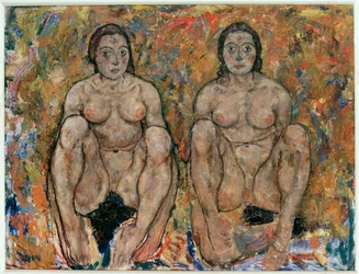 Kauernde Frauen [Mulheres de cócoras] (óleo e guache)