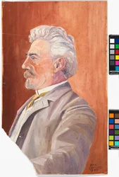Perfil de Leopold Czihaczek sobre um fundo vermelho